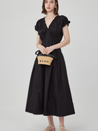 fano Flattering Natural Waist Korean A Line Casual Women Round Neck Maxi Dresses