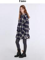 fano Soft Stretch Polyester Blend Cozy Relaxed Fit Plaid Pullover Women Hoodie