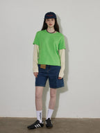 Lofi choose Washed High Waist Loose Fit Micro Stretch Women Casual Blue White Denim Shorts