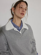 Lofi choose Flattering Plaid Minimal Collared Loose Long Sleeve Button Women Blue Shirts