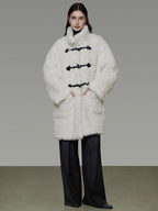 unspoken Warm Stand Collar Loose Mid Length Minimal Commuter Women Polyester Long Coats