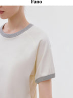 fano Quick Dry Cotton Stretch Loose Korean Crewneck Off White Short Sleeve T-Shirts