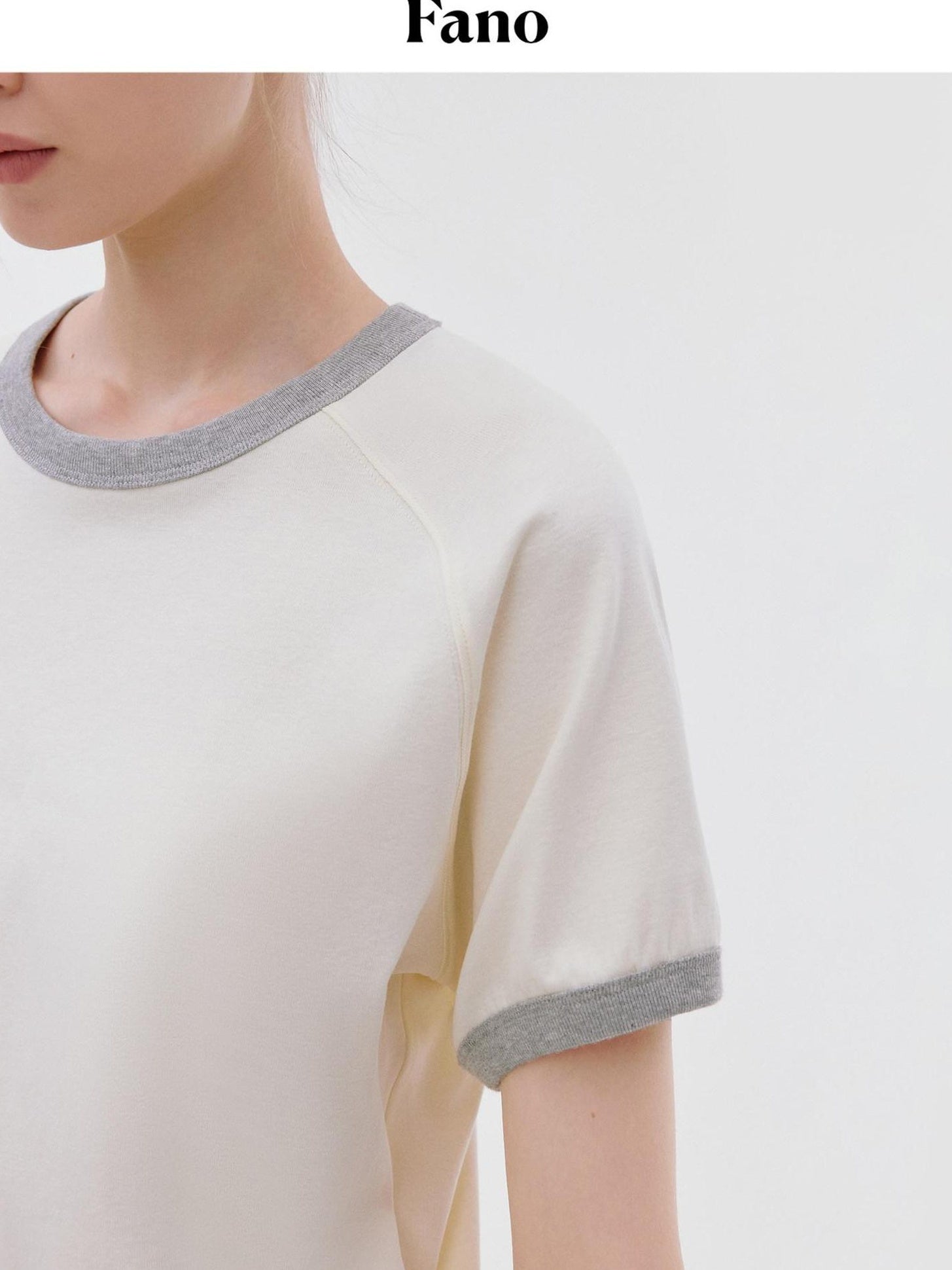 fano Quick Dry Cotton Stretch Loose Korean Crewneck Off White Short Sleeve T-Shirts