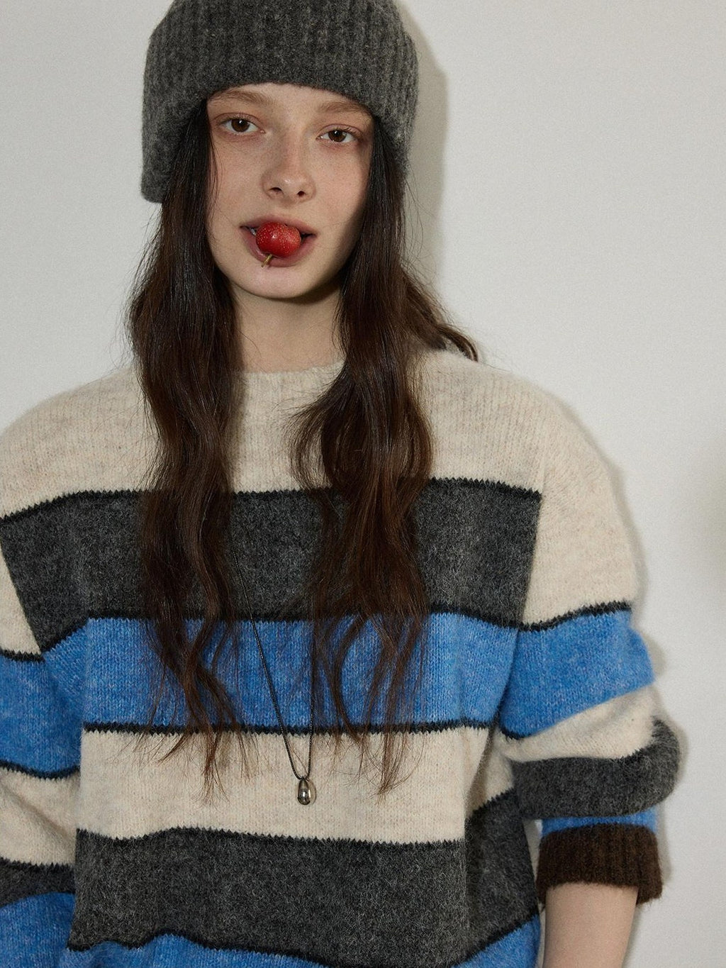 Lofi choose Soft Oversized Commuter Colorblock Knit Pullover Women Crew Neck Sweaters