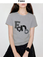 fano Creative Print Cotton Stretch Slim Fit Korean Crew Neck Short Sleeve T-Shirts