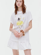 fano Lined Mid Waist A Line Bubble Skirt Loose Korean Solid White Mini Skirts