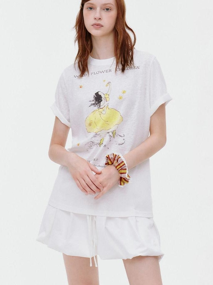 fano Lined Mid Waist A Line Bubble Skirt Loose Korean Solid White Mini Skirts