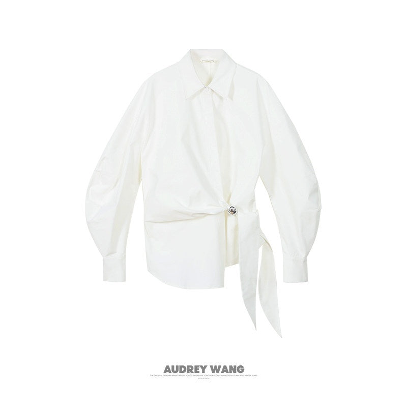 audreyyang_Shape_Retaining_Casual_Relaxed_Tie_Drop_Shoulder_Women_Cotton_Blend_Shirts_MISSTT