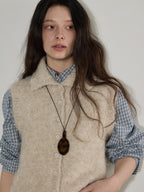 Lofi choose Soft Beige Button Front Lapel Collar Office Knit Women Cardigans