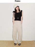 fano Slim Viscose Nylon Spaghetti Strap Office Cropped Solid Black White Camisoles