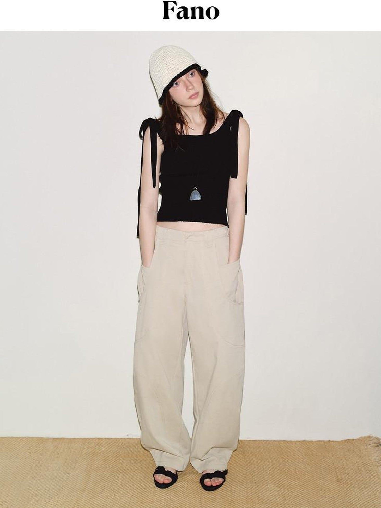 fano Slim Viscose Nylon Spaghetti Strap Office Cropped Solid Black White Camisoles