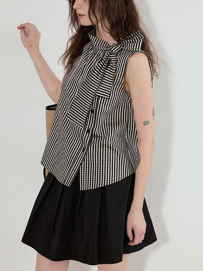 fano Viscose Lyocell Plaid Sleeveless Loose Pullover Korean Workwear Women Blouses