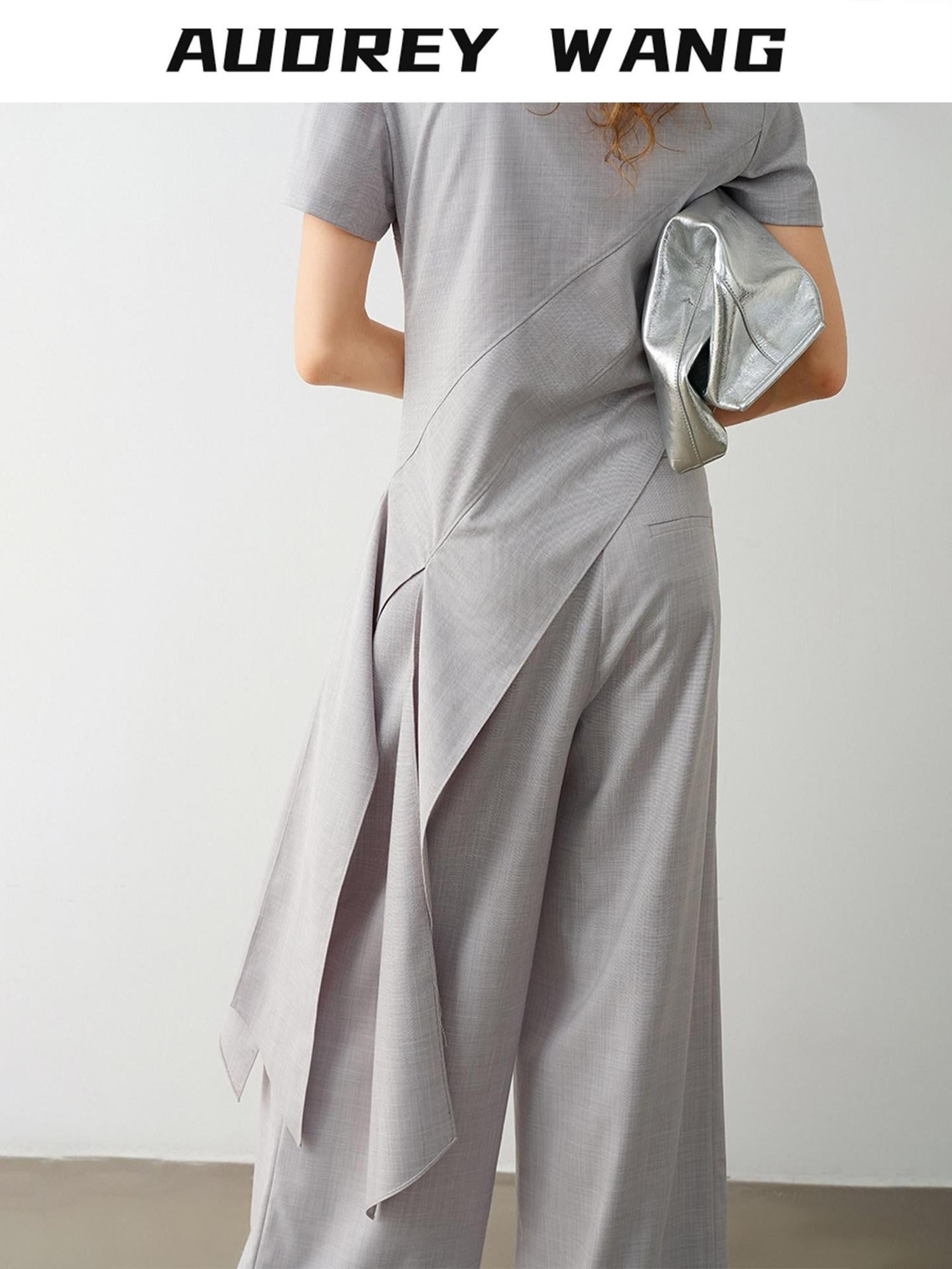 audreyyang Polyester Stretch Commuter Slim Fit Crew Neck Women Short Sleeve T-Shirts