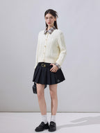 ikyou Soft Embroidered Preppy Short Length Round Neck Everyday Cotton Rich Cardigans