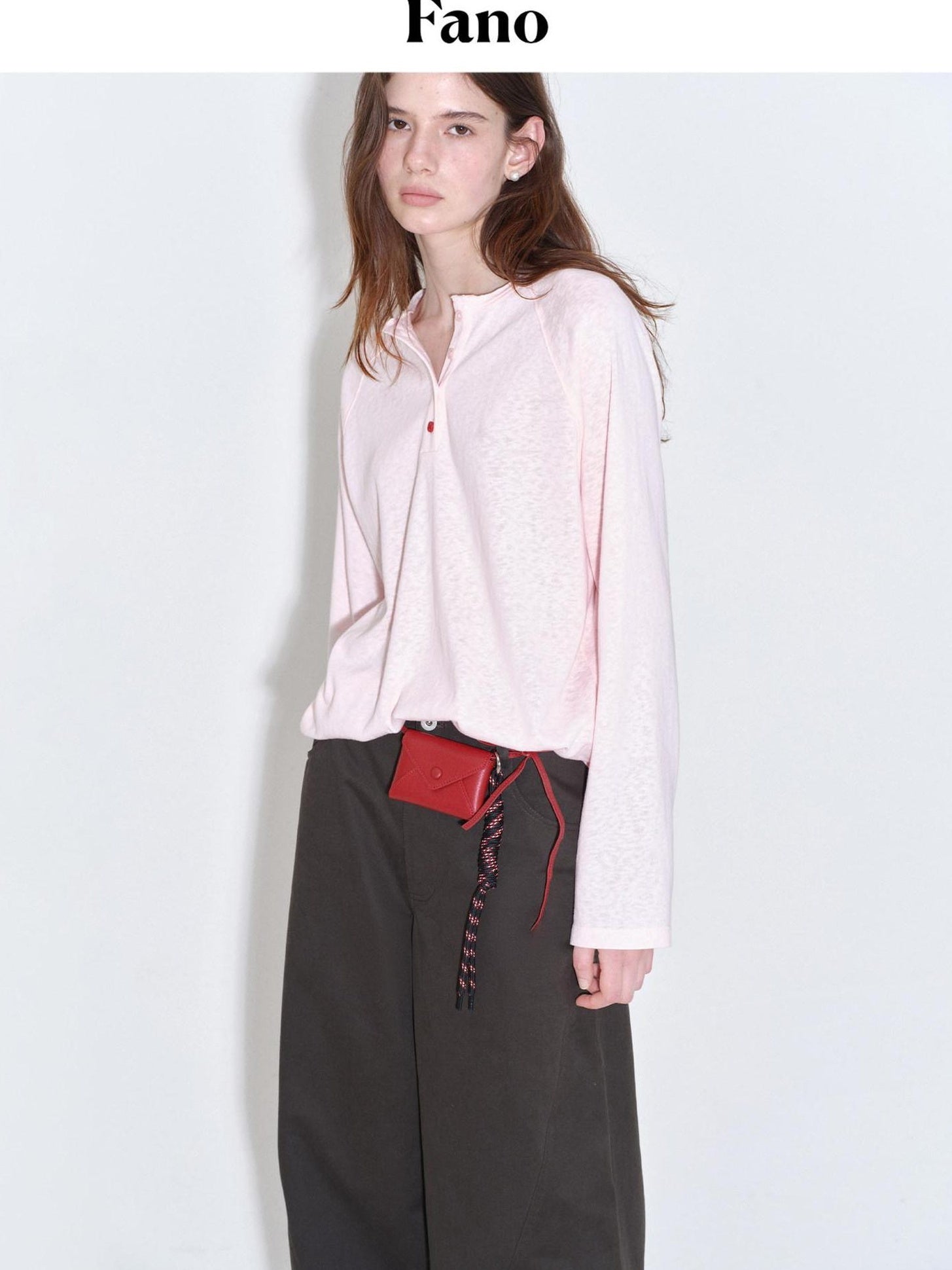 fano Breathable Cotton Blend V-neck Loose Fit Women Casual Long Sleeve T-Shirts