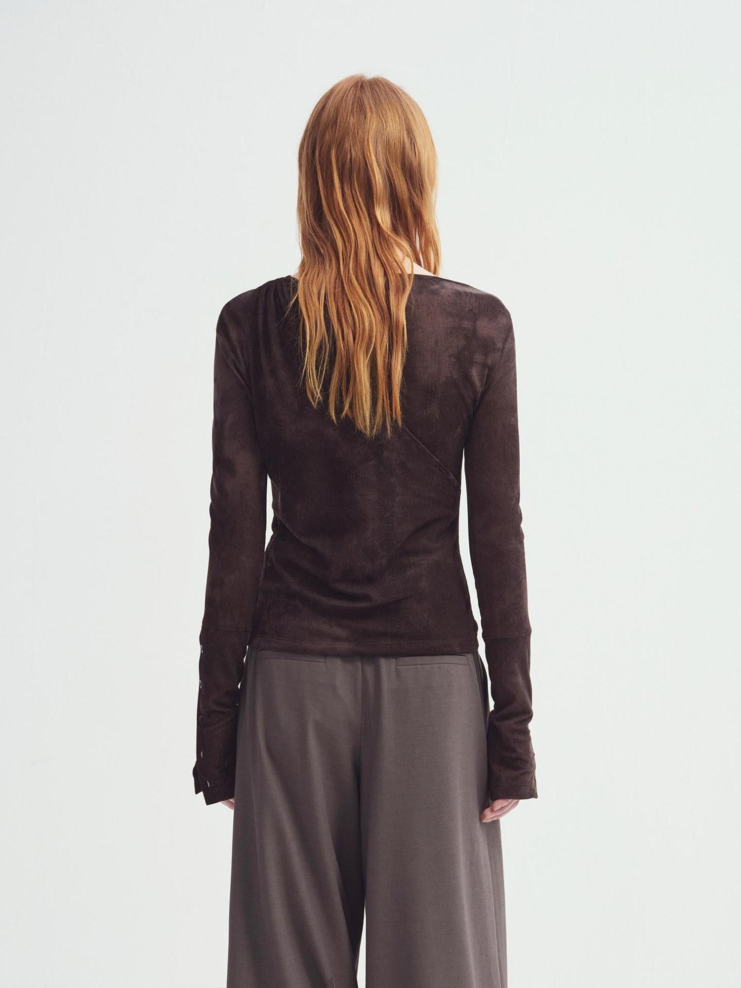 someonesometimes Soft Stretch V-neck Slim Casual Women Polyester Spandex Long Sleeve T-Shirts