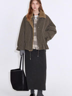 fano Insulated Korean Commuter Loose Stand Collar Grey Brown Puffer Jackets