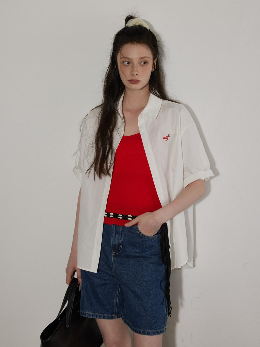 Lofi choose Lightweight Embroidered Plaid Button Down Loose Commuter Short Sleeve Women Shirts