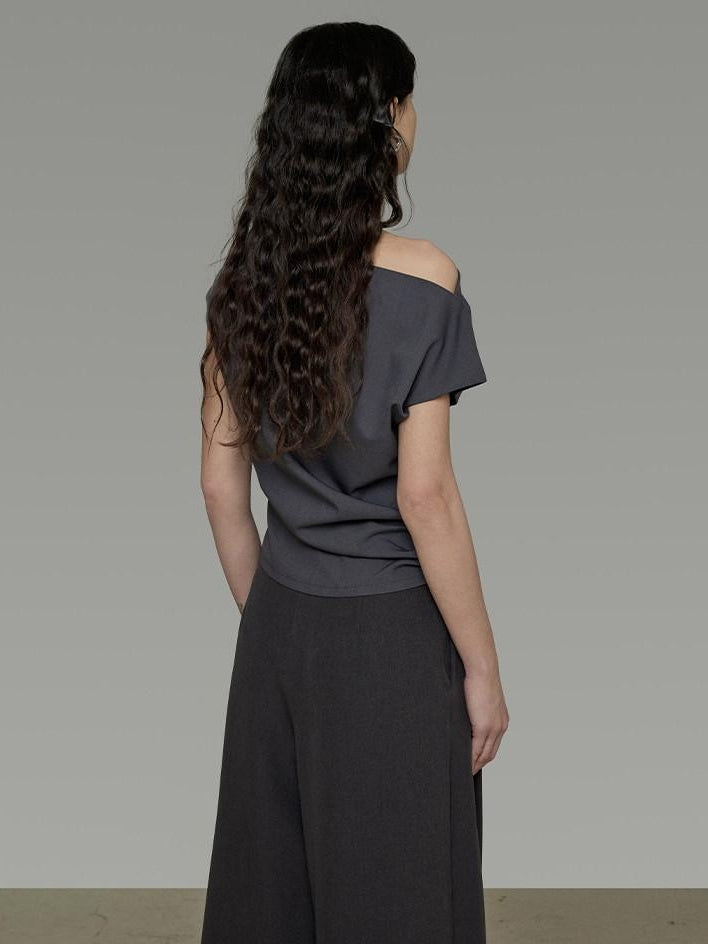 unspoken Pleated Stretch Minimalist Workwear Natural Waist Women Wide Leg Pants