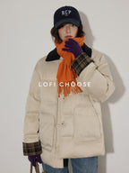 Lofi choose 90 Percent White Duck Down Apricot Colorblock Loose Fit Commuter Down Jackets