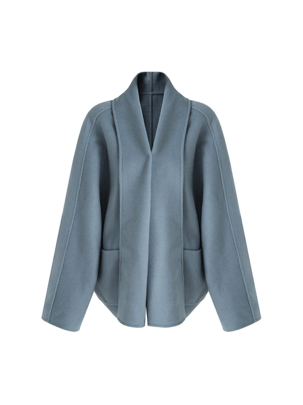unspoken Pure Sheepswool Structured Tailoring Relaxed Fit Mist Blue Wool Coats