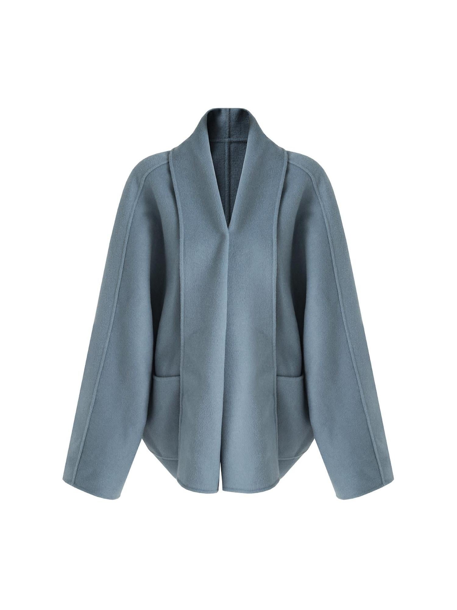 unspoken Pure Sheepswool Structured Tailoring Relaxed Fit Mist Blue Wool Coats