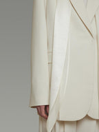 unspoken Warm Minimalist Oversized Ribbon Tie Lapel Long Sleeve Women Blazers