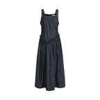 unspoken_Minimalist_Pleated_Cinched_Waist_Cotton_A_Line_Strap_Dress_Women_Maxi_Dresses_MISSTT