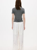 fano Elastic Waist Pocketed Wide Leg Korean Commuter Loose Stretch White Sweatpants