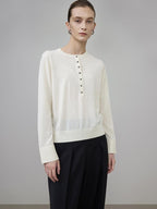 unspoken Pure Wool Minimalist Loose Pullover Crew Neck Women Knit Cardigans