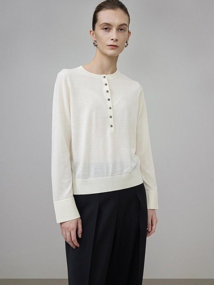 unspoken Pure Wool Minimalist Loose Pullover Crew Neck Women Knit Cardigans