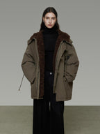unspoken 90 Percent White Duck Down Hooded Loose Patchwork Cotton Warm Women Down Jackets