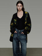 unspoken Warm V-neck Button Closure Loose Fit Commuter Knit For Women Cardigans