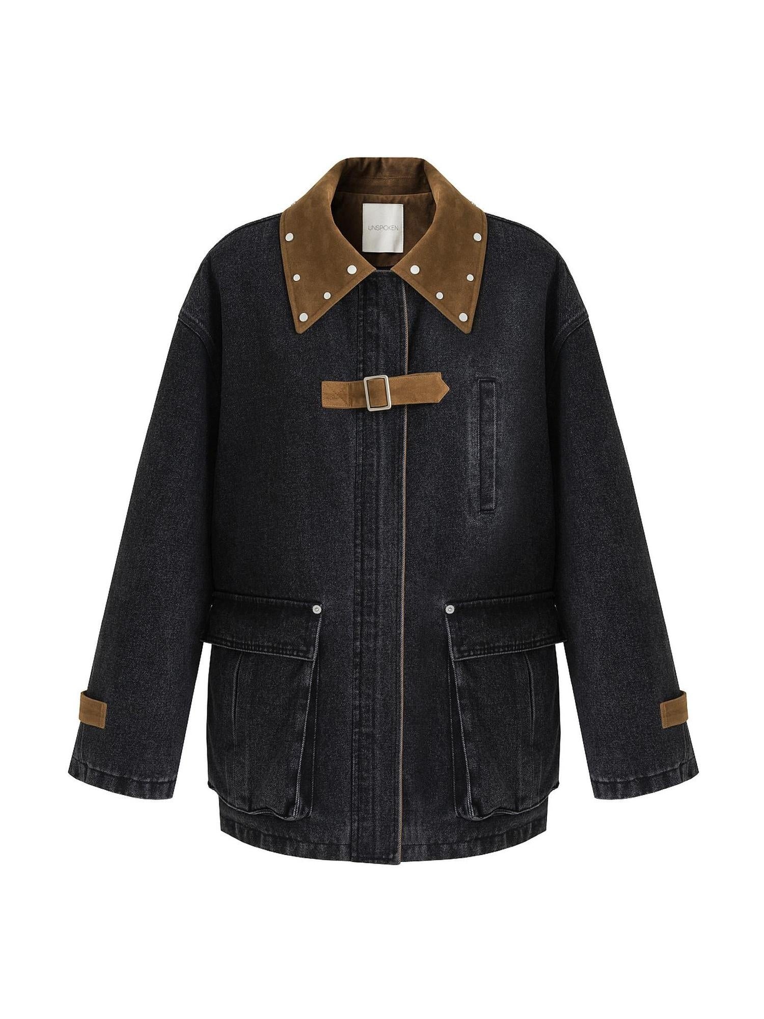 unspoken Durable Cotton Blend Colorblock Loose Fit Commuter Everyday Women Denim Jackets