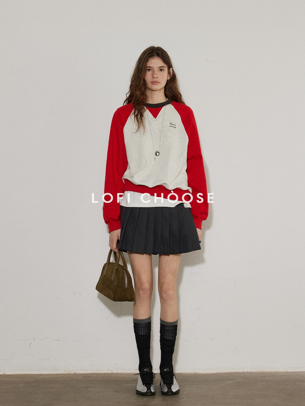 Lofi choose Cozy Colorblock Relaxed Fit Long Sleeve Crewneck Women Office Casual Sweatshirt