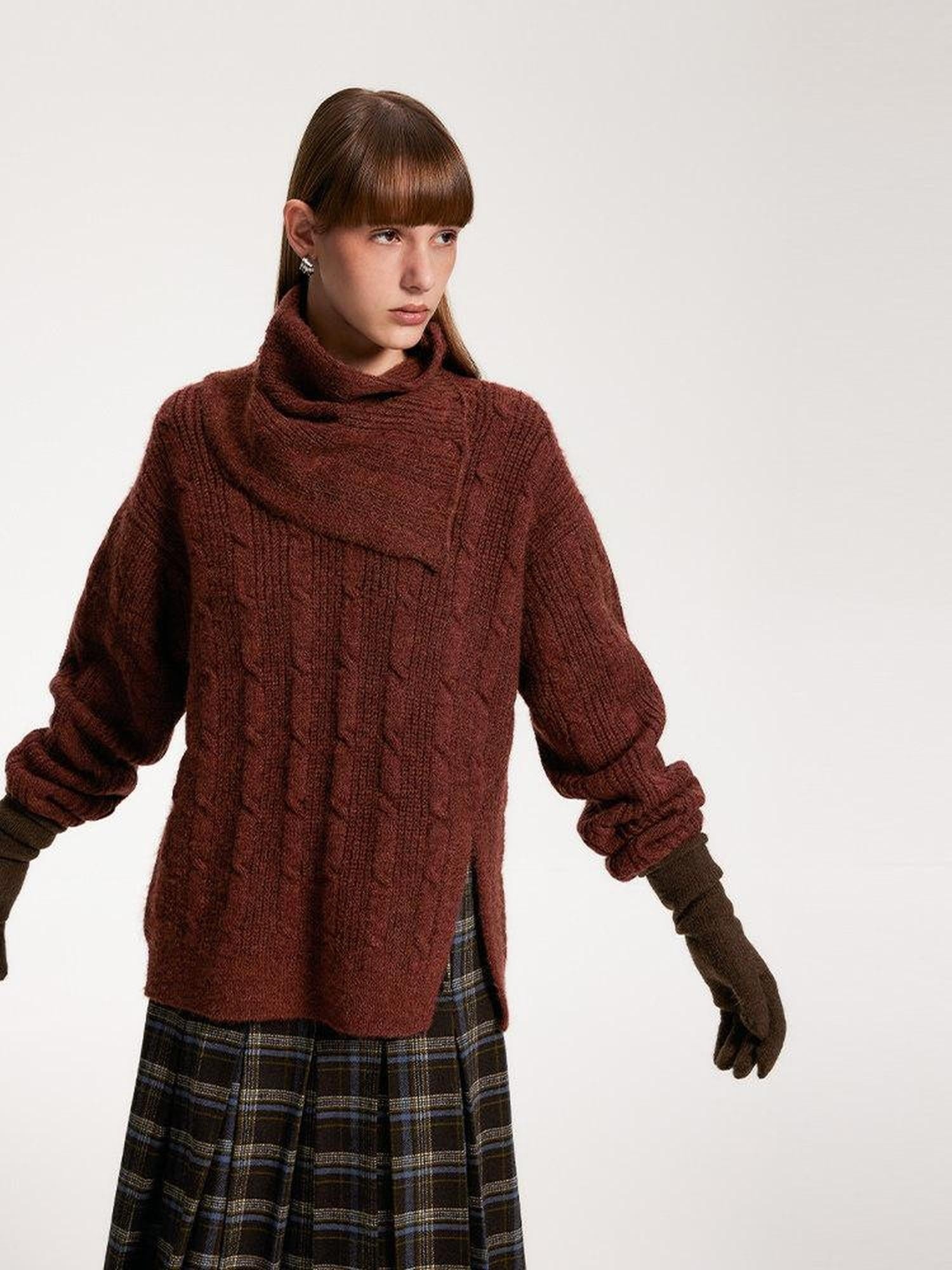 someone sometimes Vintage Red Turtleneck Commuter Pullover Knitwear Acrylic Wool Sweaters