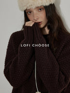 Lofi choose Cozy Thick Loose Fit Commuter Crewneck Knit Pullover Office Sweaters