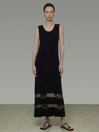 unspoken Elegant Sleeveless Cutout H Line Tank Dress City Commute Black Maxi Dresses