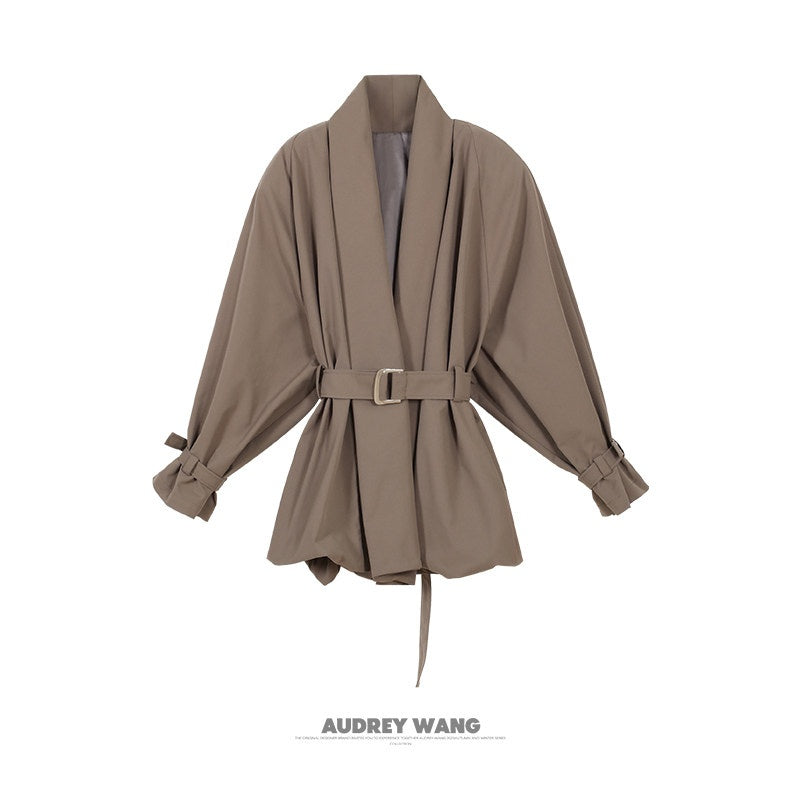audreyyang_Tie_Front_Vintage_Oversized_Batwing_Sleeve_Women_Polyester_Cropped_Jackets_MISSTT