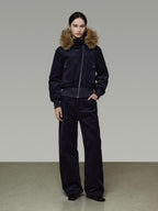 unspoken Thick Cotton Hooded Oversized Minimal Commuter Navy Zippered Puffer Jackets