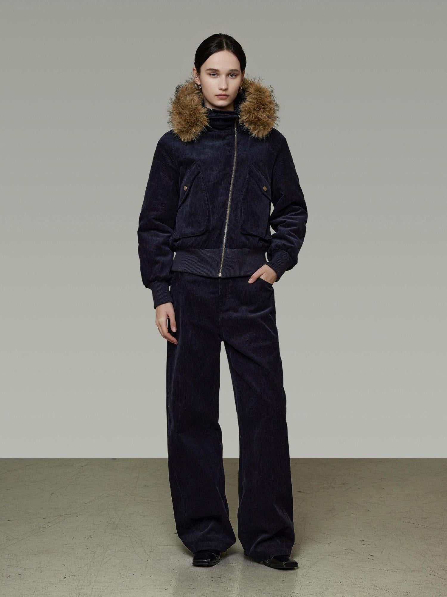 unspoken Thick Cotton Hooded Oversized Minimal Commuter Navy Zippered Puffer Jackets