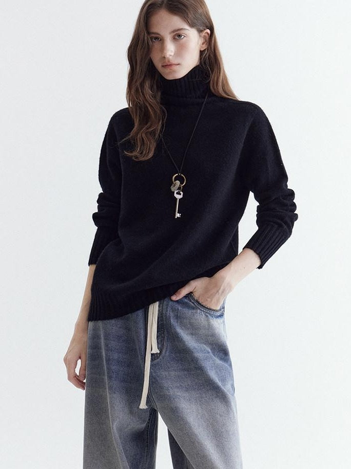 fano Cozy 100% Wool Turtleneck Casual Regular Fit Young Women Pullover Sweaters
