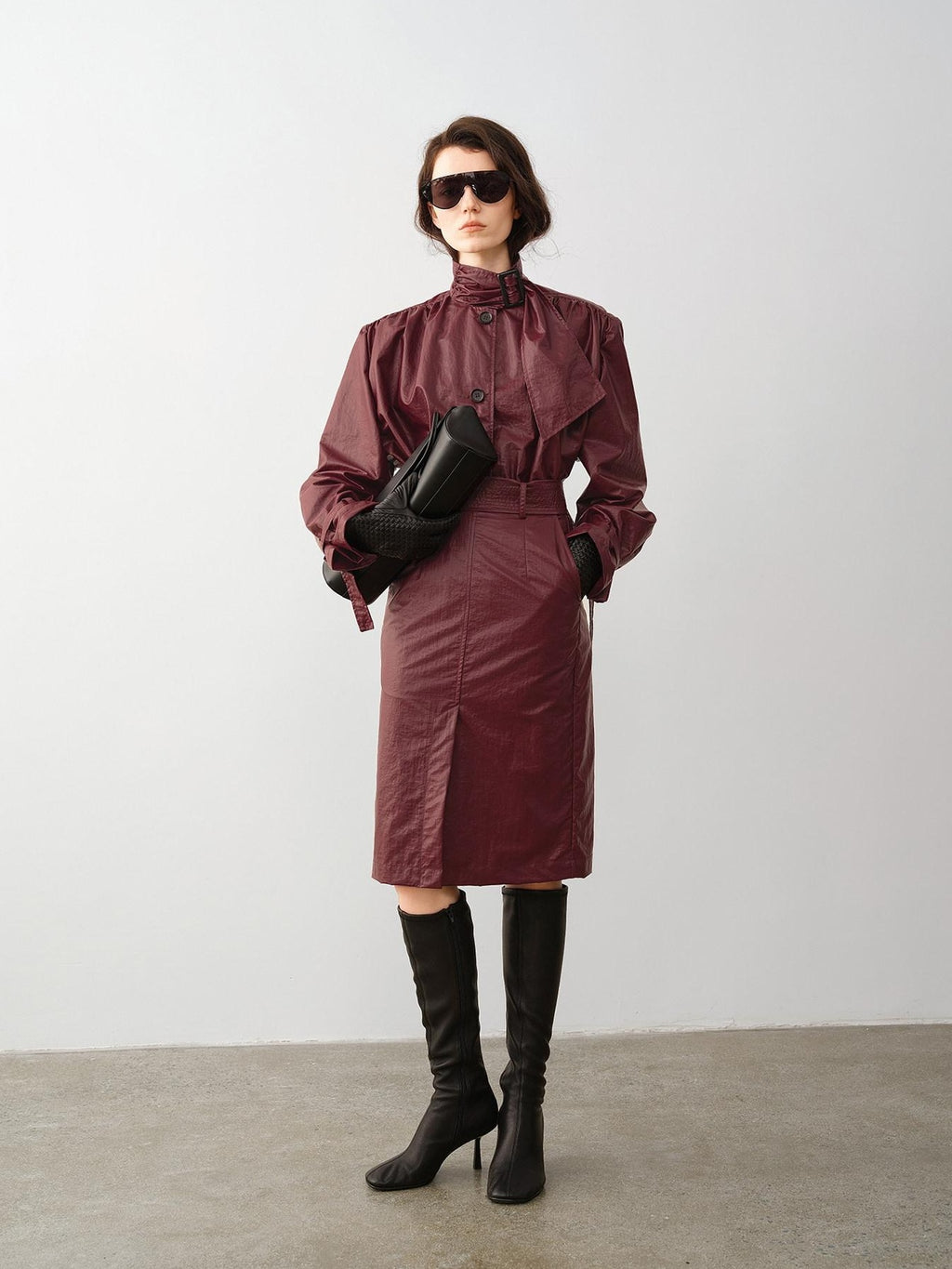 audreyyang Slimming Loose Cuffed Sleeves Button Women Mustard Green Leather Jackets