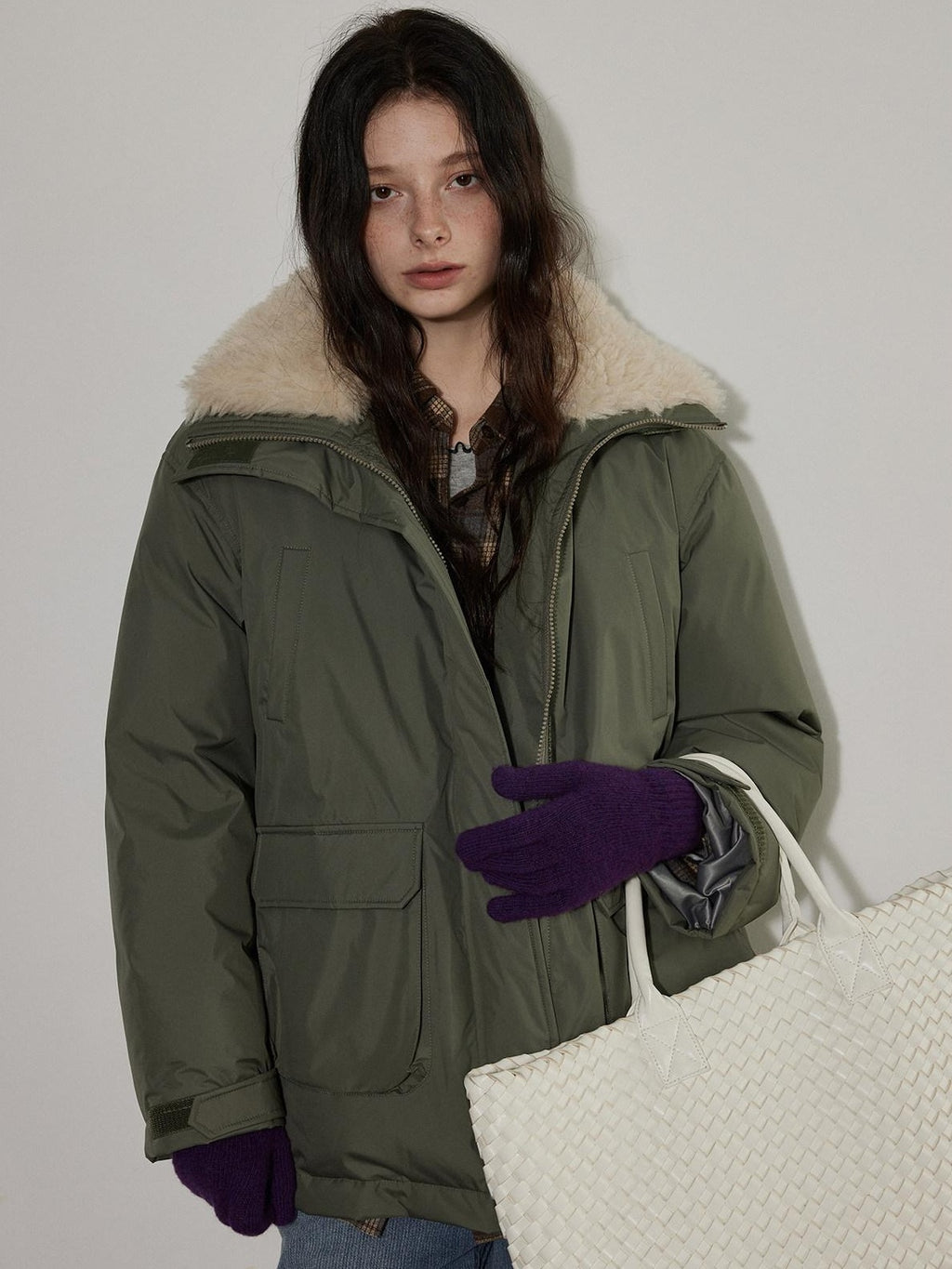 Lofi choose 90 Percent White Duck Down Insulated Commuter Relaxed Fit Olive Zip Down Jackets