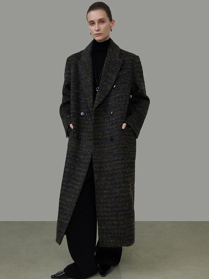 unspoken Warm Thick Double Breasted Long Loose Fit Minimalist Office Charcoal Wool Coats
