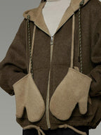 unspoken Premium Sheepswool Minimal Commuter Loose Fit Hooded Zip For Women Wool Coats