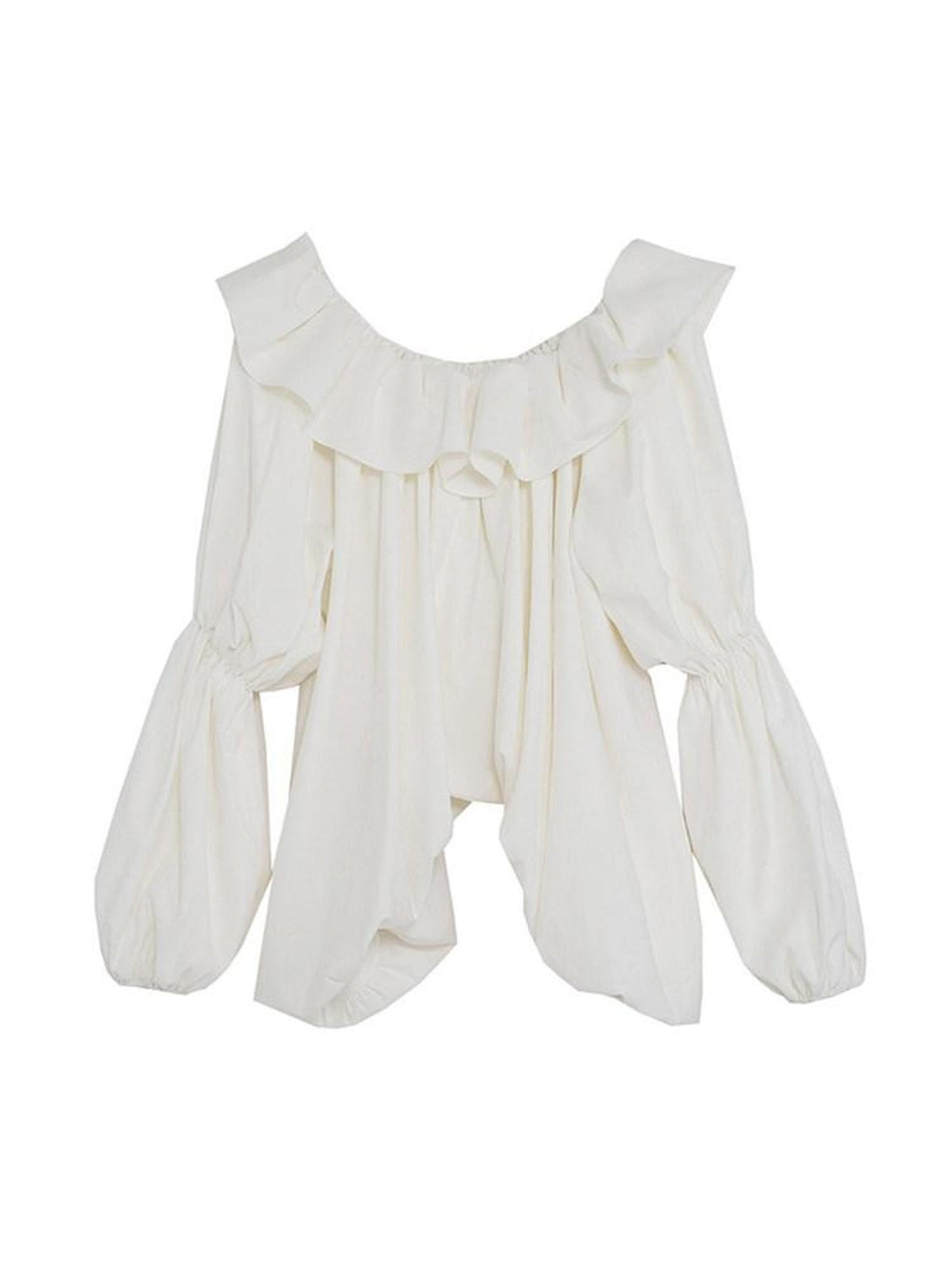unspoken Breathable Viscose Ruffle Collar Loose Minimal Office Women Pullover Blouses