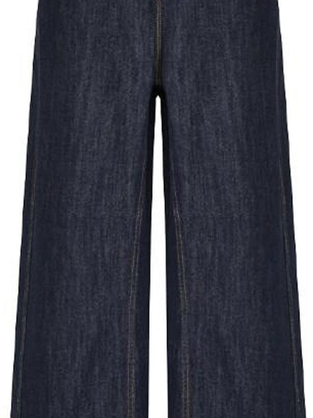 fano Micro Stretch Cotton Relaxed Natural Waist Pear Fit Dark Denim Wide Leg Jeans