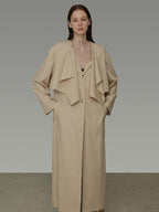 unspoken Classic Khaki Single Breasted Mid Length Loose Fit Women Commuter Trench Coats
