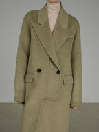 unspoken 70 Wool 30 Polyester Blend Minimalist Straight Double Breasted Blazer Wool Coats